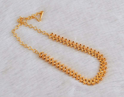 Gold tone AD white stone south Indian necklace dj-53332