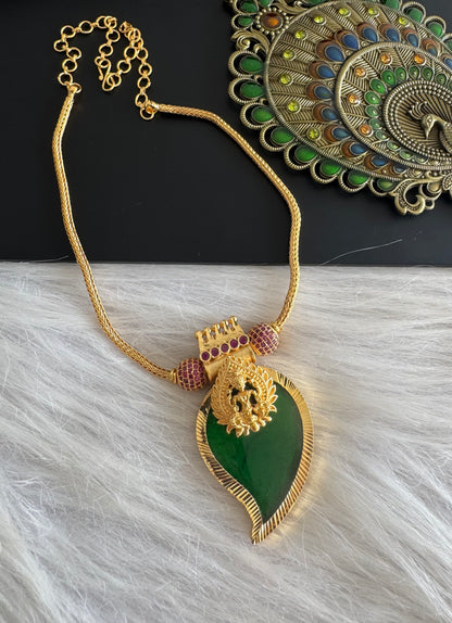 Gold tone ruby ball pink-green lakshmi-mango kodi necklace dj-51317