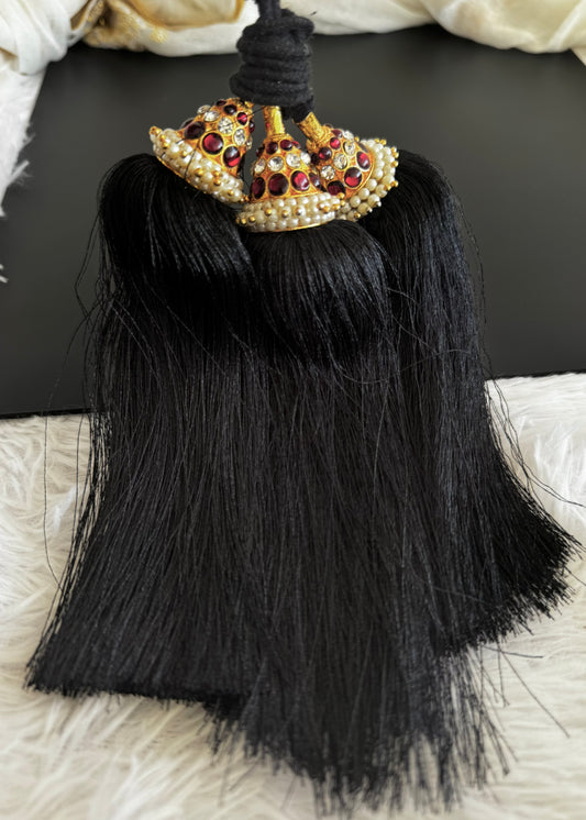 Gold tone kemp-white pearl bridal kuppulu (Hair accessory) dj-52755