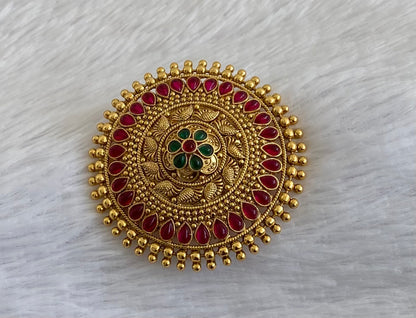 Antique gold tone kemp-green round hair jewel(rakodi)dj-53615