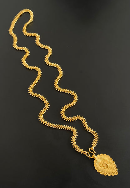 Gold tone 24 inches chain with om pendant dj-54379