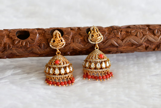 Matte finish cz coral lakshmi jhumkka dj-52158