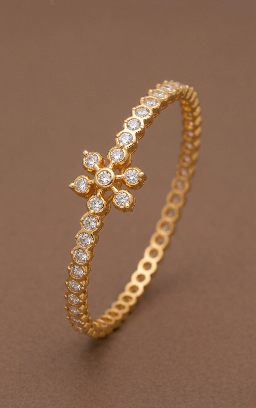 Gold tone AD white stone diamond look alike bangle/kada(2.8) Dj-53915