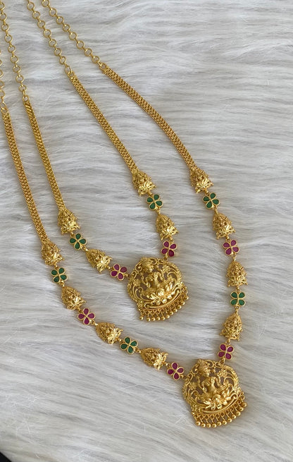 Gold tone kemp-green stone lakshmi combo set dj-54296