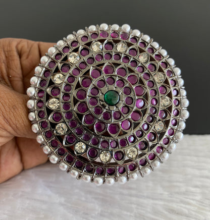 Black finish precious kemp-green-white pearl round flower hair jwell(rakodi) dj-53388