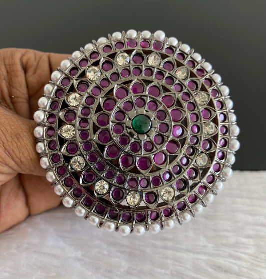 Black finish precious kemp-green-white pearl round flower hair jwell(rakodi) dj-53388