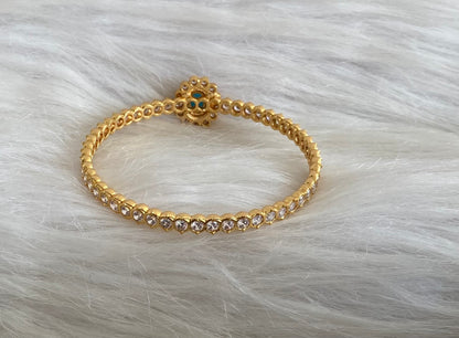 Gold tone AD white blue stone diamond look alike bangle/kada(2.10) Dj-54870