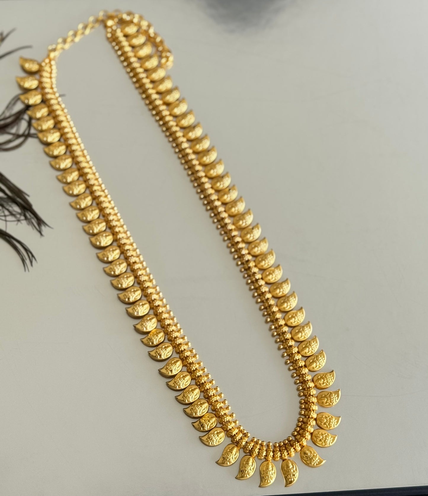 Matte gold finish kerala style lakshmi-mango haar dj-51630