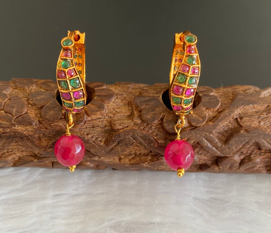 Matte finish ruby-green  hoop eatrrings dj-52939