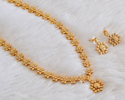 Antique gold tone white flower short haar set dj-53339