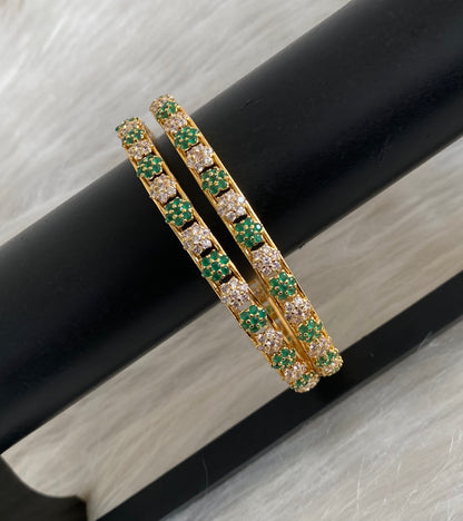 Gold tone green white stone nakshatra bangles(2.10) dj-55154