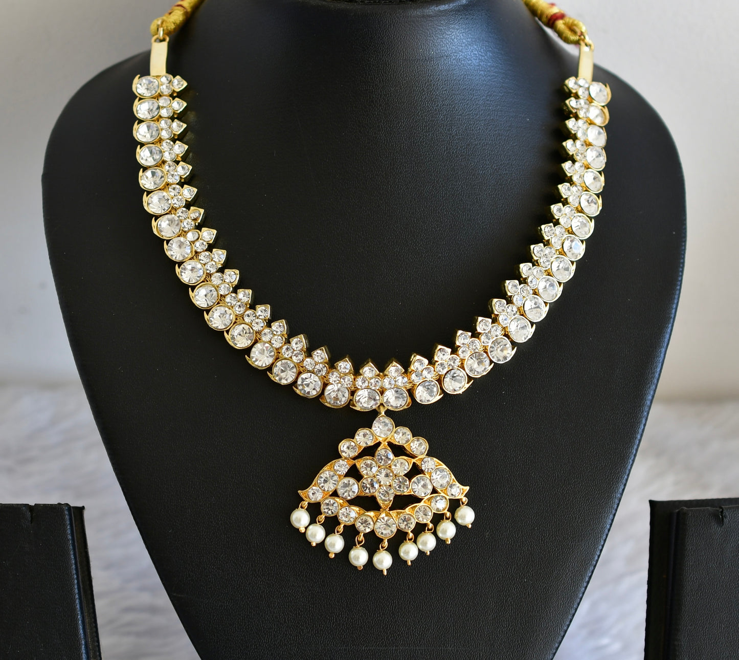 Gold tone AD white mango necklace dj-52515