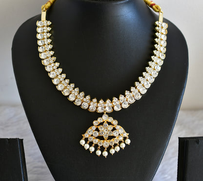 Gold tone AD white mango necklace dj-52515