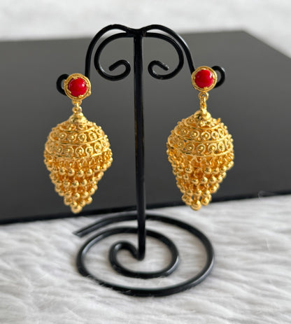 Gold tone coral step jhumkka dj-51102