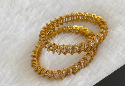 Antique gold tone cz white stone bangles(2.4) dj-53484