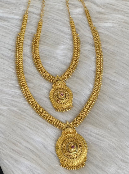Gold tone ruby stone heart combo set dj-54282