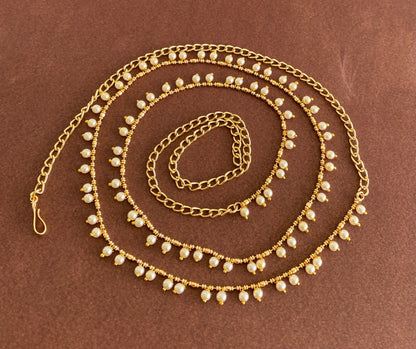 Antique gold tone pearl hip/waist chain dj-53213