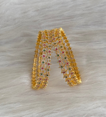 Gold tone cz-ruby-green set of 4 nakshatra bangles(2.10) dj-55151