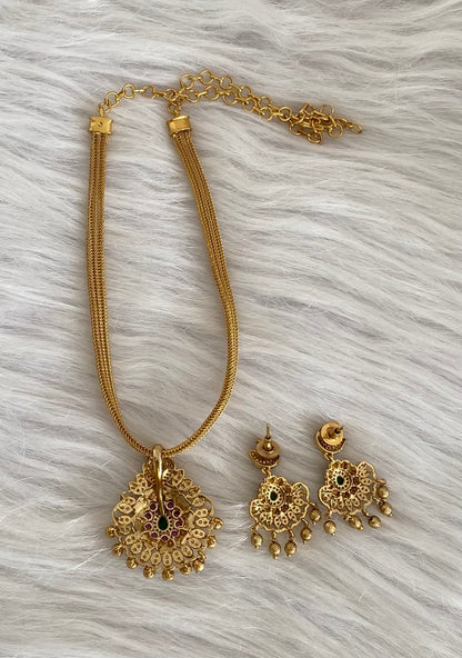 Antique gold tone kemp-green-white necklace set dj-54264