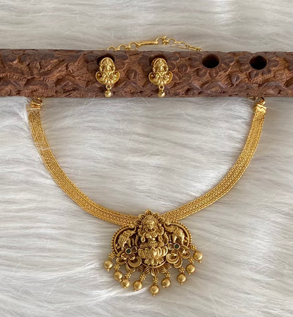Antique gold tone gaja lakshmi necklace set dj-54261