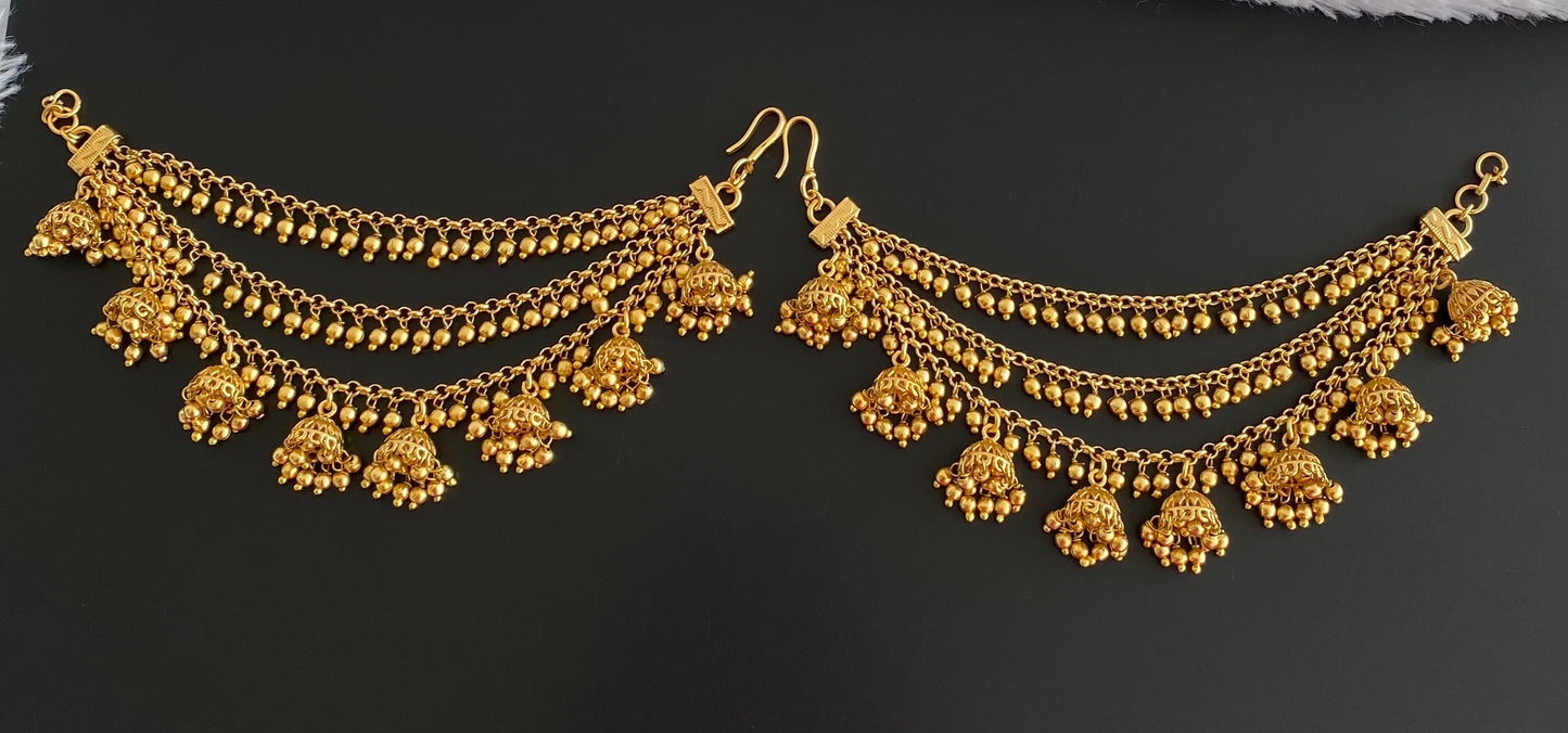 Matte finish jhumkka layer ear side chain dj-54054