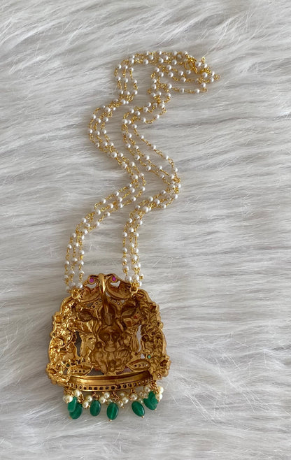Matte finish meenakari pearl lakshmi necklace dj-54098
