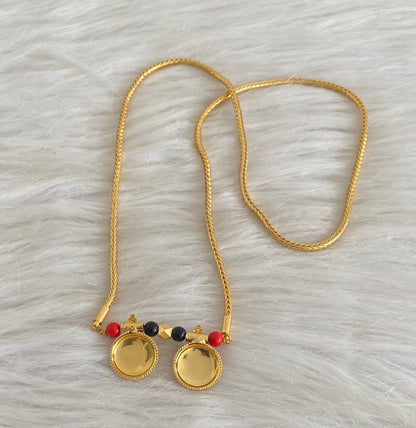Gold tone 24 inches coral-black beads bottu mangalyam dj-55017