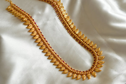 Gold look alike AD pink stone mango haar dj-51952