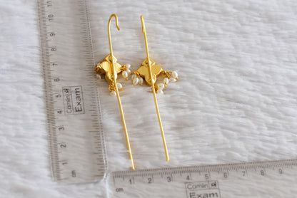 Gold tone pink-green-white kundan jadau bugadi needle earrings dj-52497