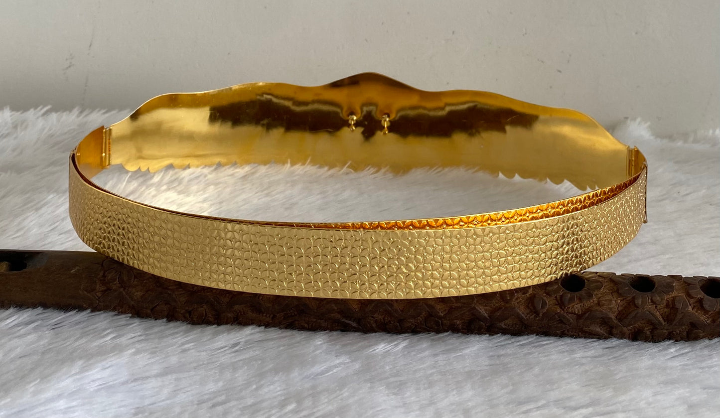 Gold tone white green stone elephant peacock design adjustable waist belt dj-53464
