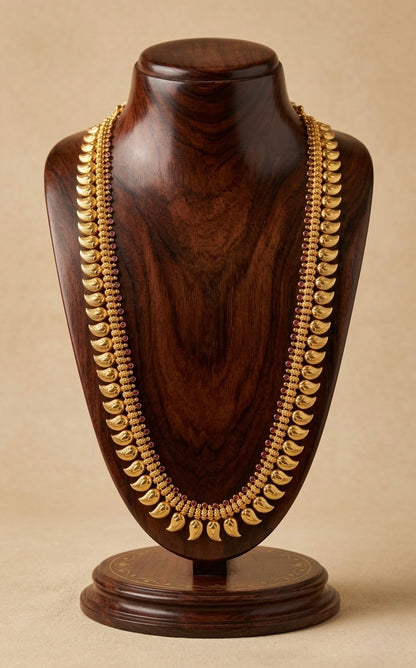 Gold tone pink stone mango leaf haar dj-53168