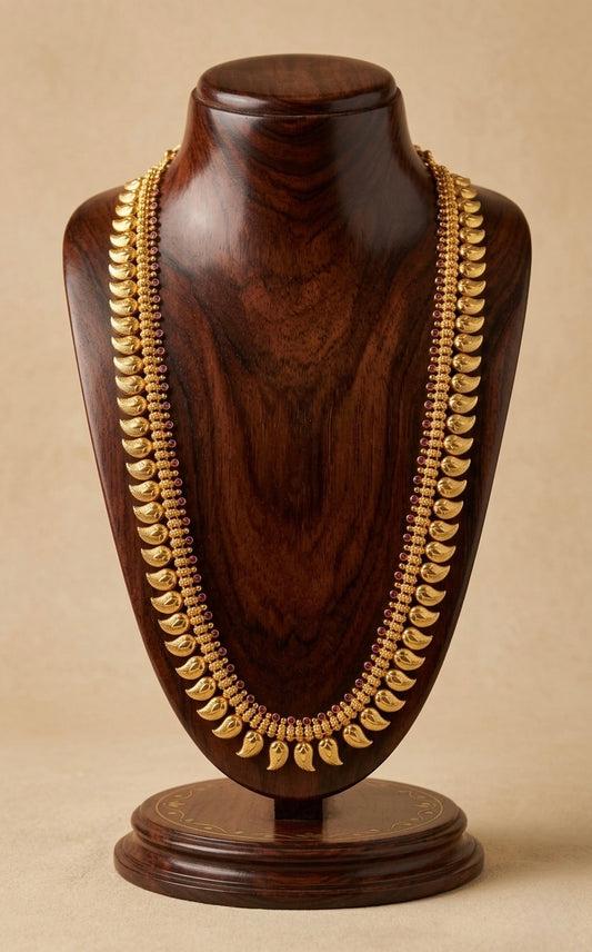 Gold tone pink stone mango leaf haar dj-53168
