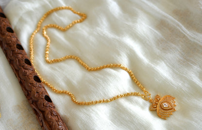 Gold tone 24 inches chain with white lotus pendant dj-52631