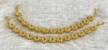 Two tone cz white stone flower ear side chain dj-54065