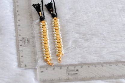 Gold tone precious kemp-green-white stone pearl ear side chain dj-52267