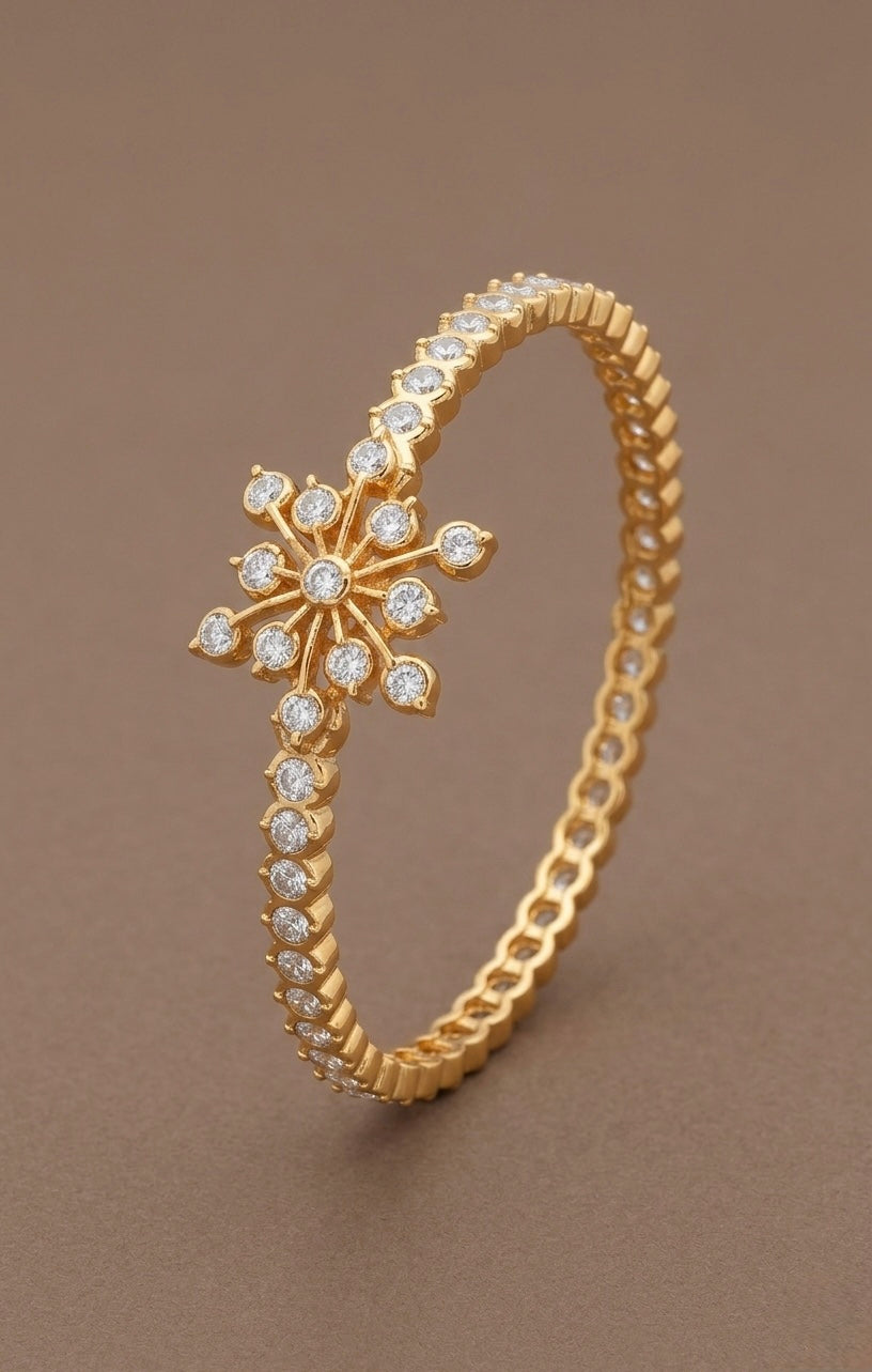 Gold tone AD white stone diamond look alike bangle/kada(2.4) Dj-53910
