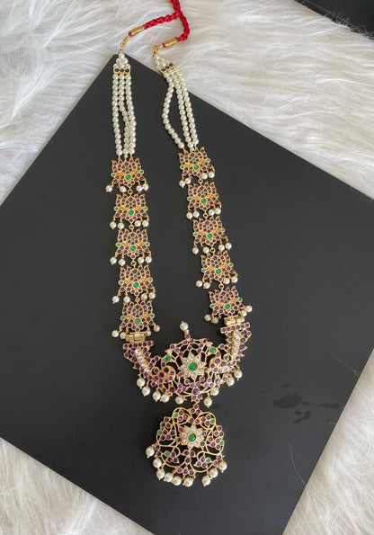 Gold tone precious kemp-green-white pearl lotus haar dj-54680