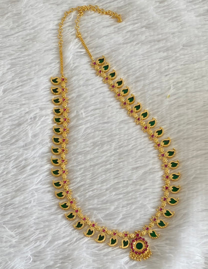 Gold tone Pink-green Kerala Style Mango Haar DJ21144