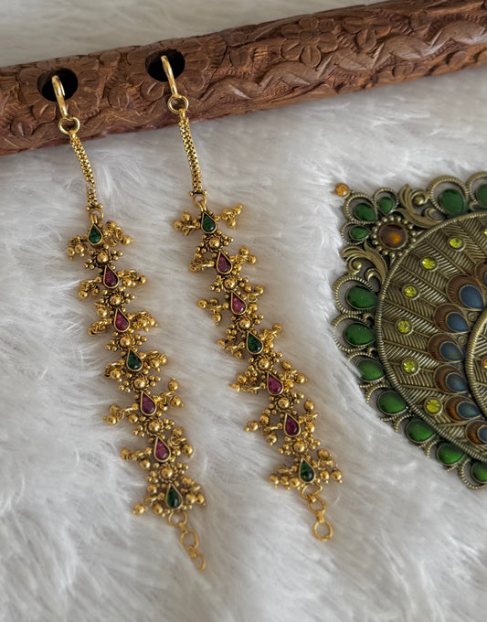 Antique gold tone kemp-green ear side chain dj-51483
