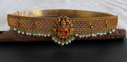Matte finish meenakari lakshmi peacock waist belt dj-53518