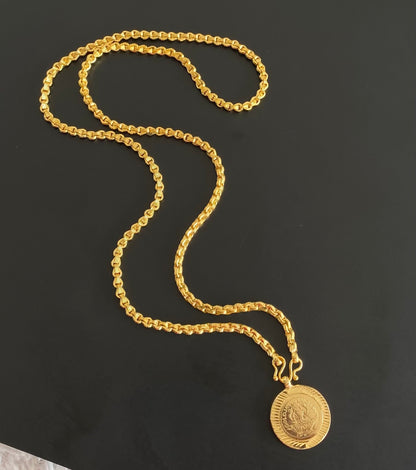 Gold tone 24 inches chain with lakshmi pendant dj-54389