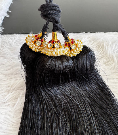 Gold tone kemp-white pearl kuppulu (Hair accessory) dj-52756