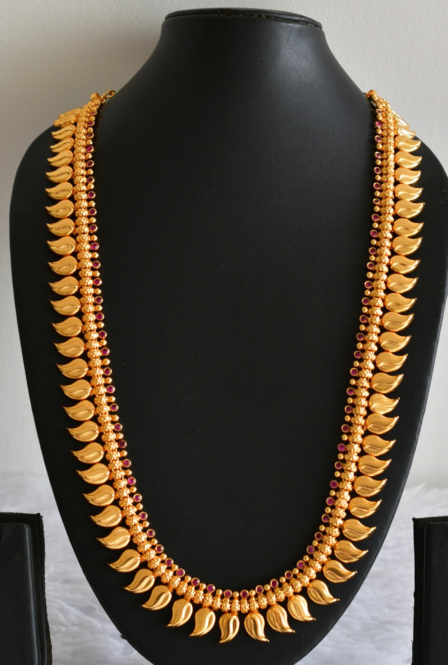 Gold look alike AD pink stone mango haar dj-51952