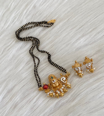 Antique gold tone shri thirumal nama-shanku-chakra meenakari mangalsutra set dj-55109