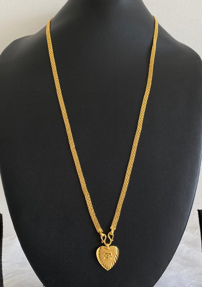 Gold tone 24 inches chain with om heart pendant dj-54381