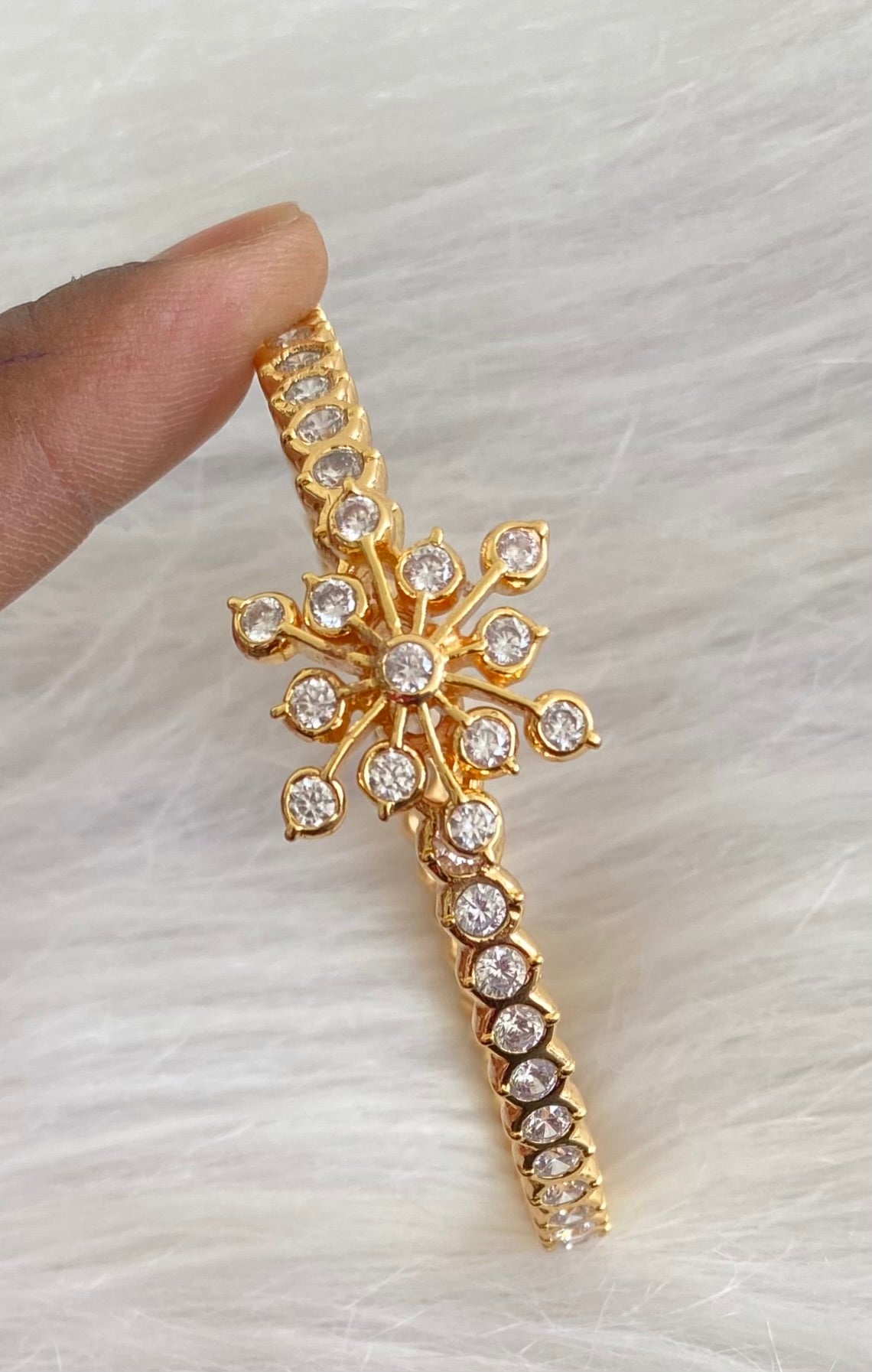 Gold tone AD white stone diamond look alike bangle/kada(2.4) Dj-53910