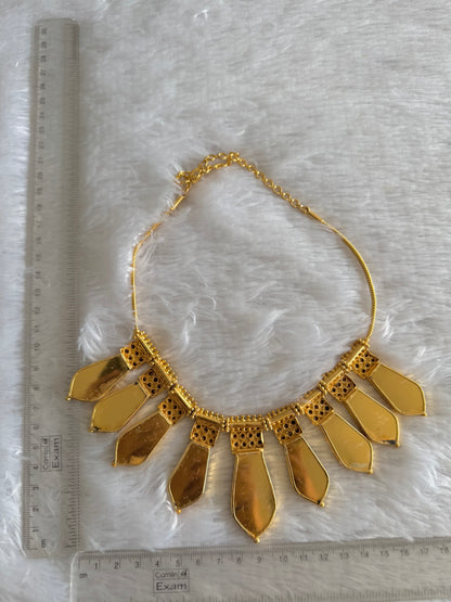 Gold tone green-pink kerala style nagapadam big necklace dj-51719