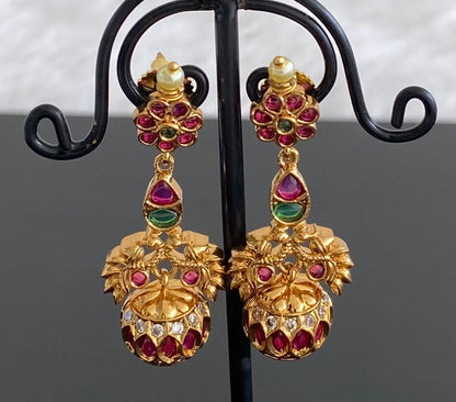 Antique gold tone peacock flower earrings dj-53575