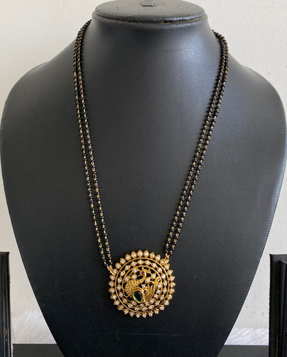 Gold tone 18 inches karimani chain with peacock round pendant dj-53610