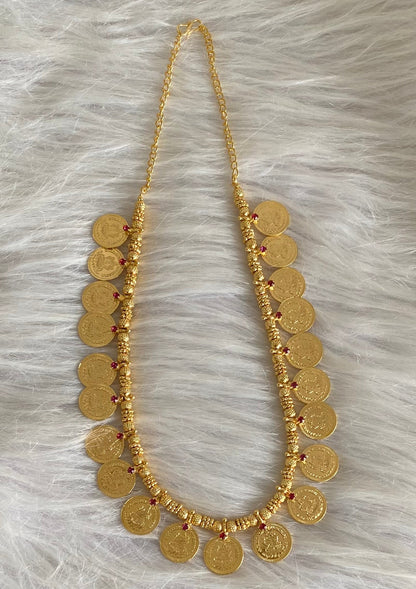 Gold tone pink stone lakshmi coin mid/length necklace dj-54137